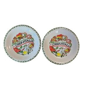 CHEF d' ITALIA Dinner Plate Set 2 Italy 9.5" Diameter Ceramic CMS Hand Painted